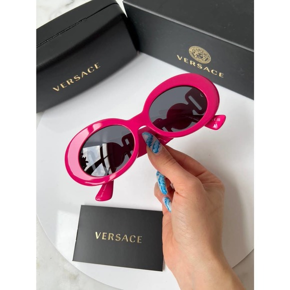 NEW Versace VE4426BU Dark Pink Crystal Logo Sunglasses - Picture 5 of 13